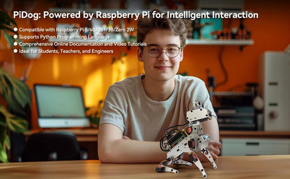 SunFounder PiDog AI Robot Dog Kit for Raspberry Pi 5/4/3B+/3B/Zero 2(Not included)LLMs ChatGPT-4o/Gemini/Grok,App Control Ai-TechWorld 