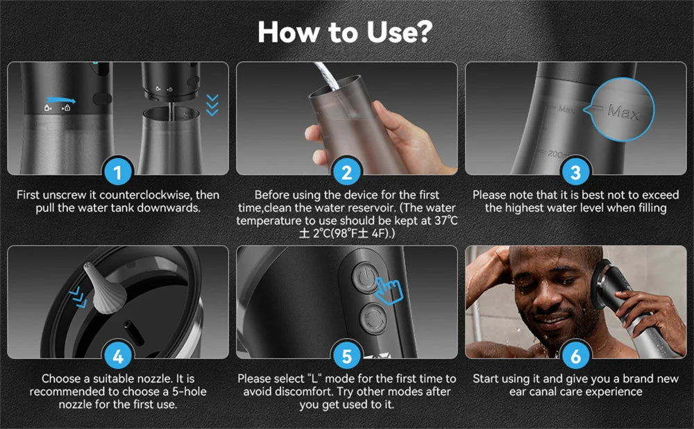 Electric Ear Wax Removal System Water Powered Ear Cleaning Tool with Irrigation Flusher 3 Pressure Settings Safe & Effective Ai-TechWorld 