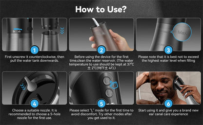 Electric Ear Wax Removal System Water Powered Ear Cleaning Tool with Irrigation Flusher 3 Pressure Settings Safe & Effective Ai-TechWorld 