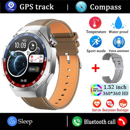 2025New For Android and ios Smart Watch Men AMOLED Screen GPS Motion trajectory Heart Rate Bluetooth Calls SmartWatch Waterproof Ai-TechWorld 