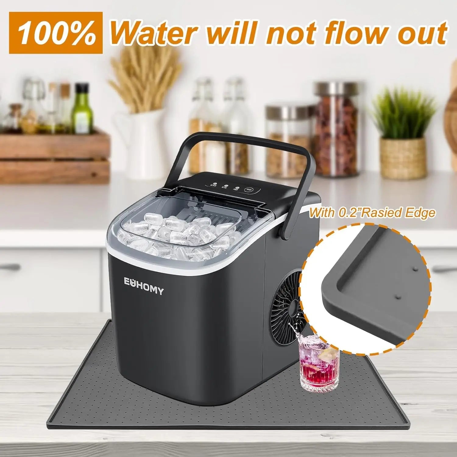 Silicone Ice Maker Mat with Raised Edge to Prevent Spills, Non-Slip Dots, Portable 19x12 Inches for Countertop Ai-TechWorld   ai-techworld