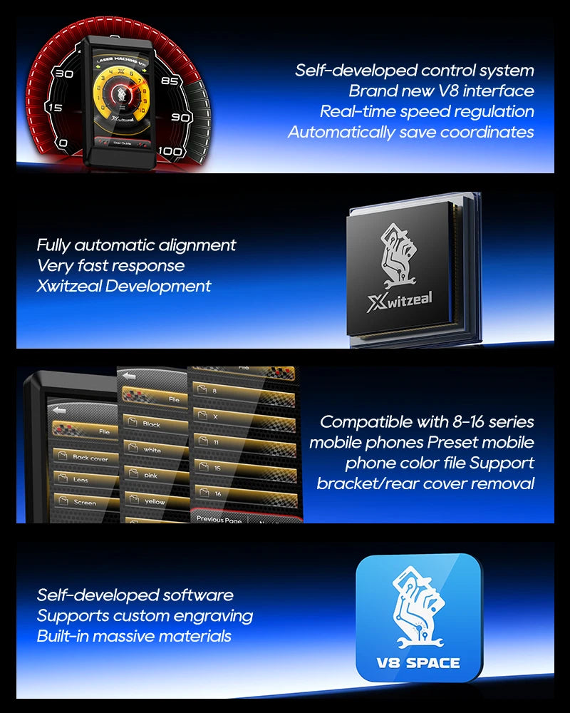 Xwitzeal® V8 Newly Laser Machine for iPhone 8-17 Pro Max Back Glass Repair&Camera Len w/Breaking Pen, Iron Mold,Air Filter, etc Ai-TechWorld 