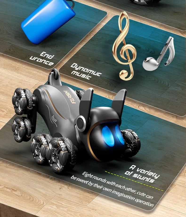 2025 NEW DWI Eight Wheeled Stunt Dog 2.4G Remote Control Intelligent Swing Arm Drift Robot Dog Climbing Car Children's Gift Toy Ai-TechWorld 