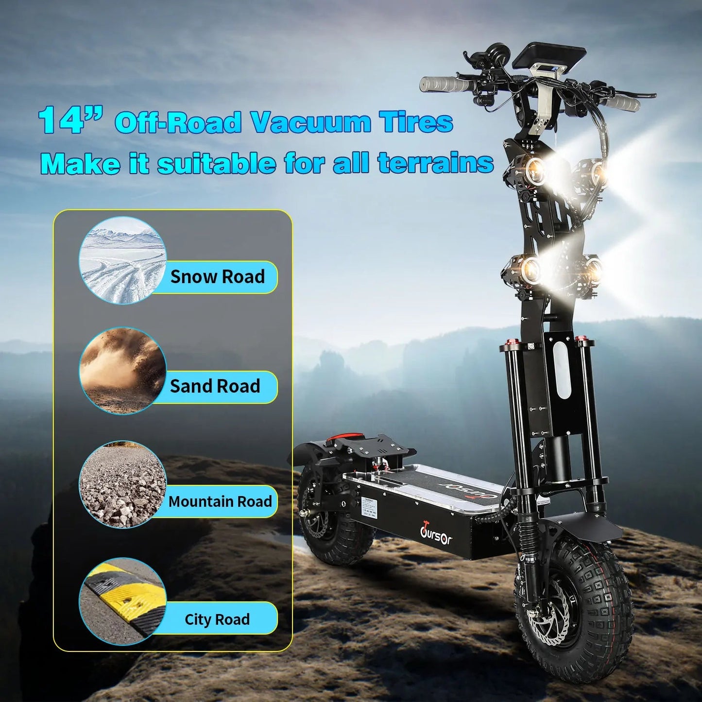 10000W Off-road Electric Scooter Dual Motors 14 Inch Off-Road Tyres 72V-40AH Panasonic Battery Speed 120KM/H elektro scooter Ai-TechWorld 