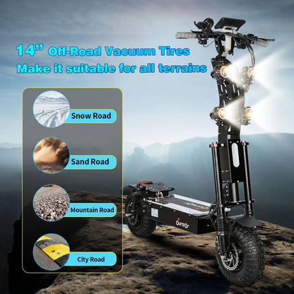 10000W Off-road Electric Scooter Dual Motors 14 Inch Off-Road Tyres 72V-40AH Panasonic Battery Speed 120KM/H elektro scooter Ai-TechWorld 