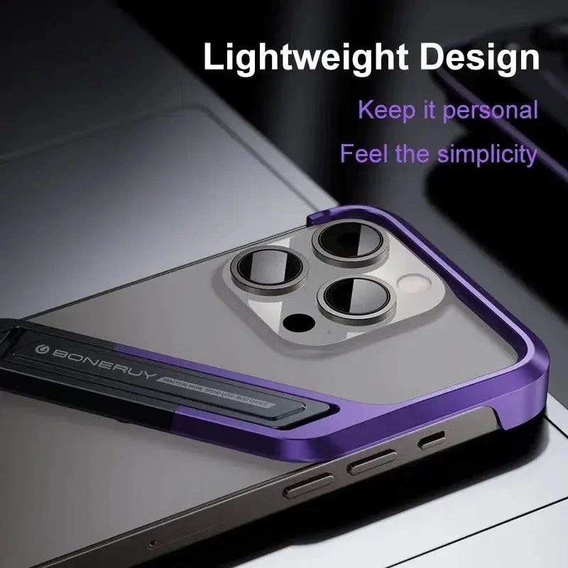 S-Shaped Metal Geometric Rimless Phone Case For iPhone 14 15 16 Pro Max 16ProMax Aluminum Alloy Hidden Stand Bracket Cover Funda Ai-TechWorld 