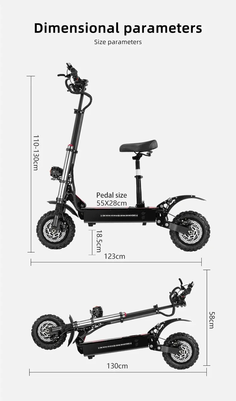 Boyueda S3 EScooters 6000W Dual Motor 60V38ah Hydraulic Oil Brake Electric Scooter Aldult 11 Inch Off-road Vacuum Tire E-Scooter Ai-TechWorld 