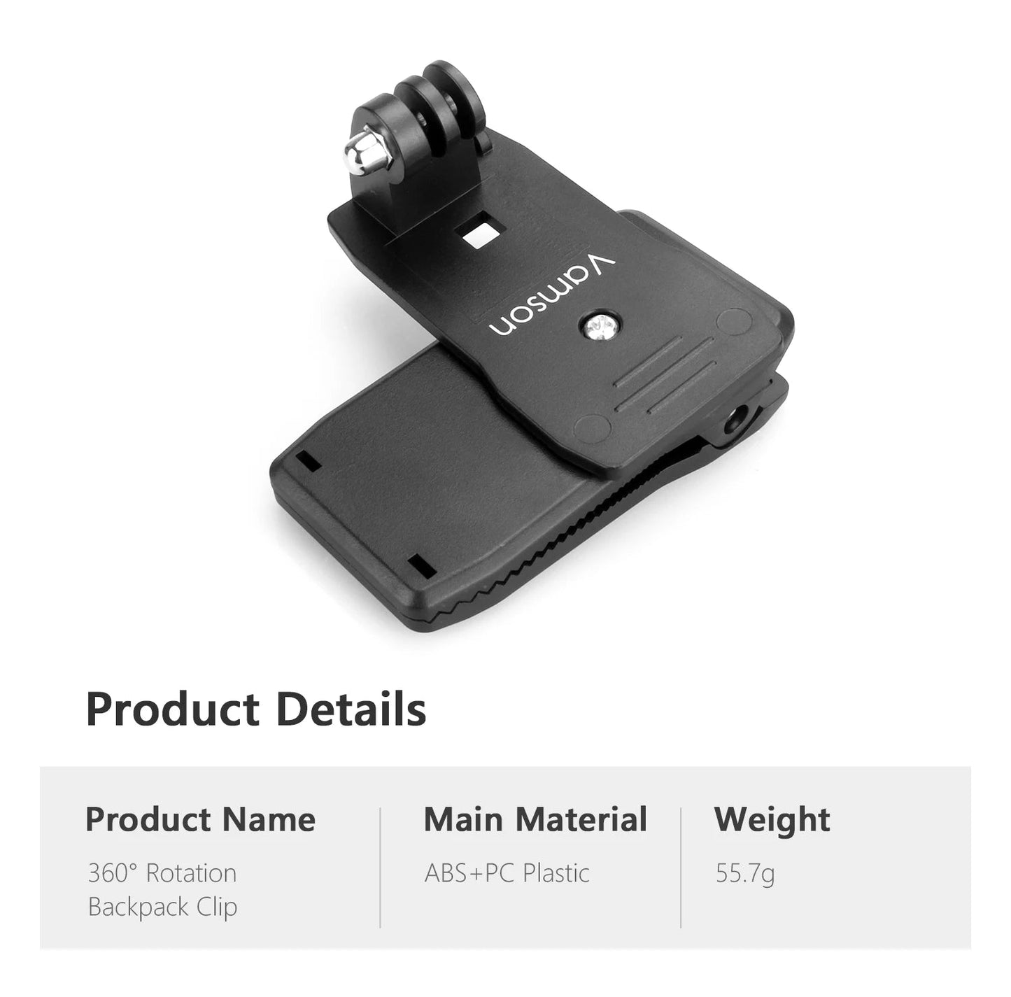 Vamson Backpack Clip for Insta360 x3 for GoPro Hero 11 10 9 Camera 360° Rotate Shoulder Belt Mount Accessories for Dji Action Ai-TechWorld 