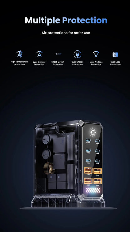 660W GaN USB Charger Station 10 Port Desktop Fast USB Type C Charger 140W PD3.1 PPS Quick Charger For Macbook iPhone 16 Samsung Ai-TechWorld 