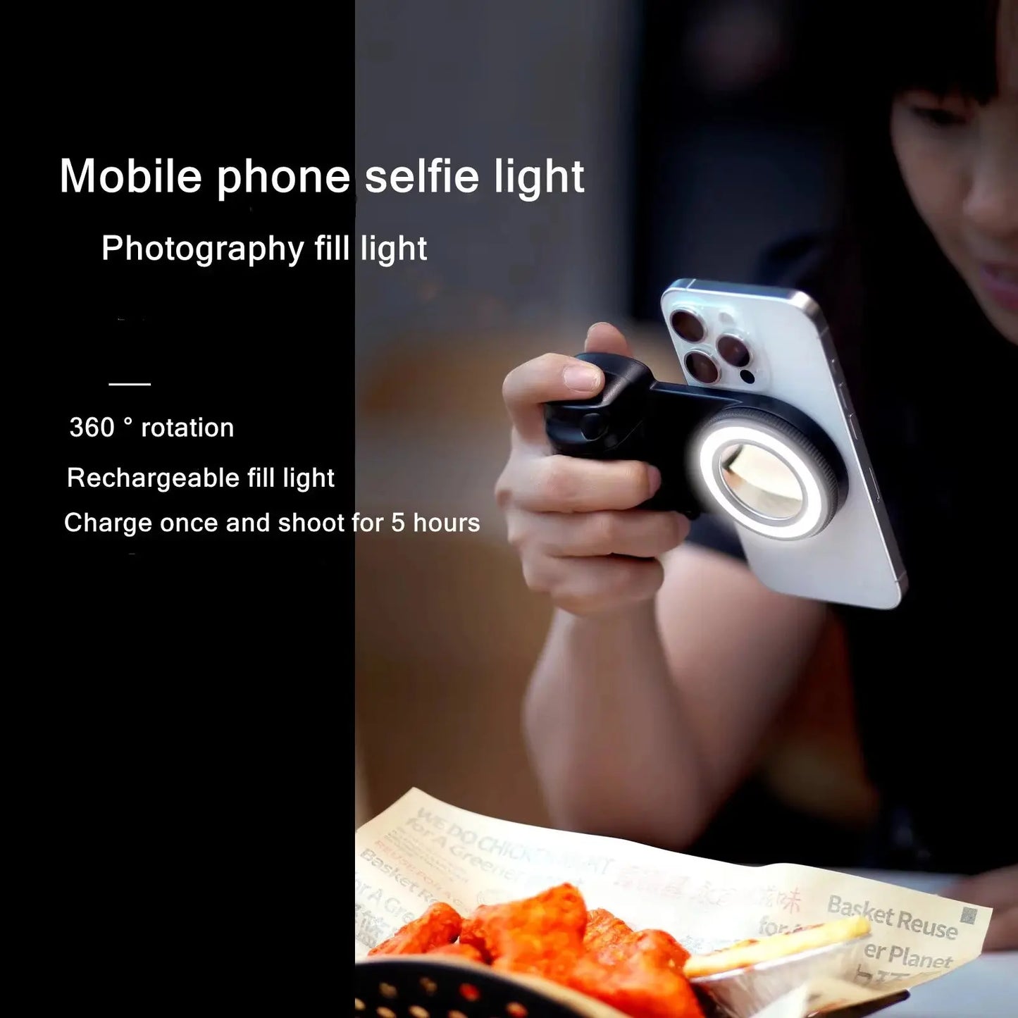 MagSafe Smartphone Handle Grip with Detachable Bluetooth Remote with Fill Light Anti-shake Selfie Handle for Iphone Android Ai-TechWorld 