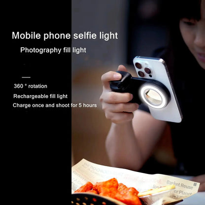 MagSafe Smartphone Handle Grip with Detachable Bluetooth Remote with Fill Light Anti-shake Selfie Handle for Iphone Android Ai-TechWorld 