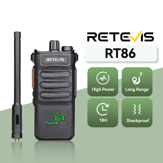 Retevis RT86 10W Walkie Talkie Professional Two Way Radio Long Range Walkie Talkie UHF Communication radio for Outdoor Business Ai-TechWorld 