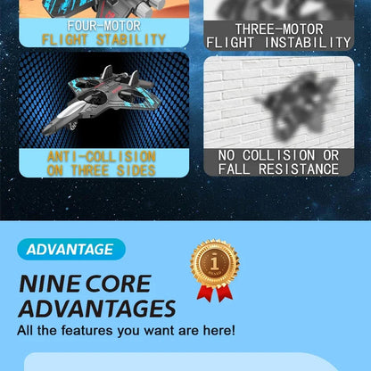 2.4G remote control fighter electric foam glider stunt tumbling UAV hovering helicopter with LED colorful lights aircraft model Ai-TechWorld 