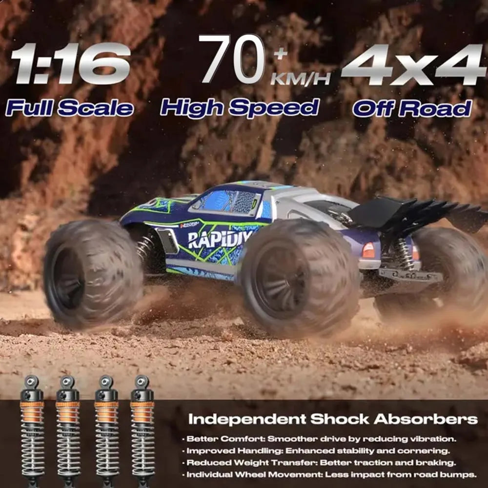 1:16 4WD 70+KM/H High Speed RC Car with Box All Terrain Application 2.4G Remote Control Car with LED Dirt Bike Toys for Children Ai-TechWorld 
