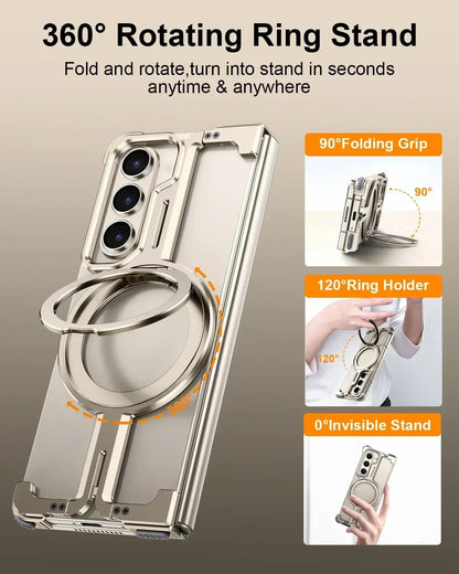 Eary for Samsung Galaxy Z Fold 6 5 Case with Magnetic Stand Magsafe Protective Cover Metals Frameless Bumper Wireless Charging Ai-TechWorld 