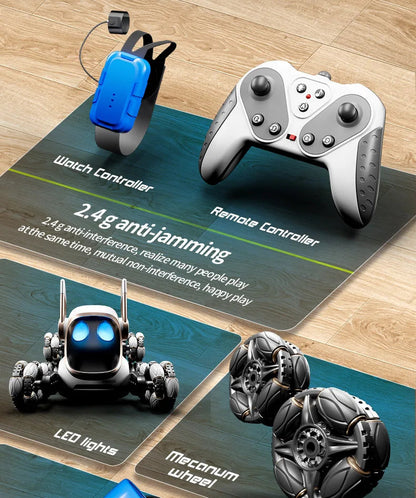 2025 NEW DWI Eight Wheeled Stunt Dog 2.4G Remote Control Intelligent Swing Arm Drift Robot Dog Climbing Car Children's Gift Toy Ai-TechWorld 