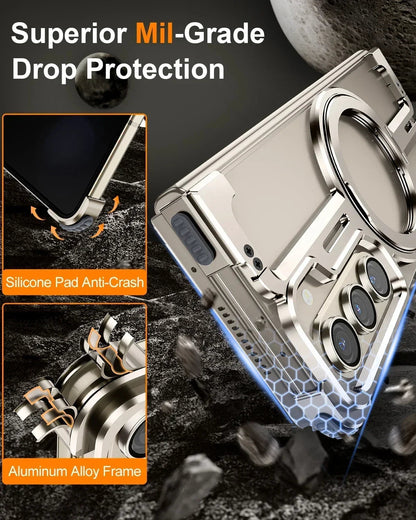 Eary for Samsung Galaxy Z Fold 6 5 Case with Magnetic Stand Magsafe Protective Cover Metals Frameless Bumper Wireless Charging Ai-TechWorld 