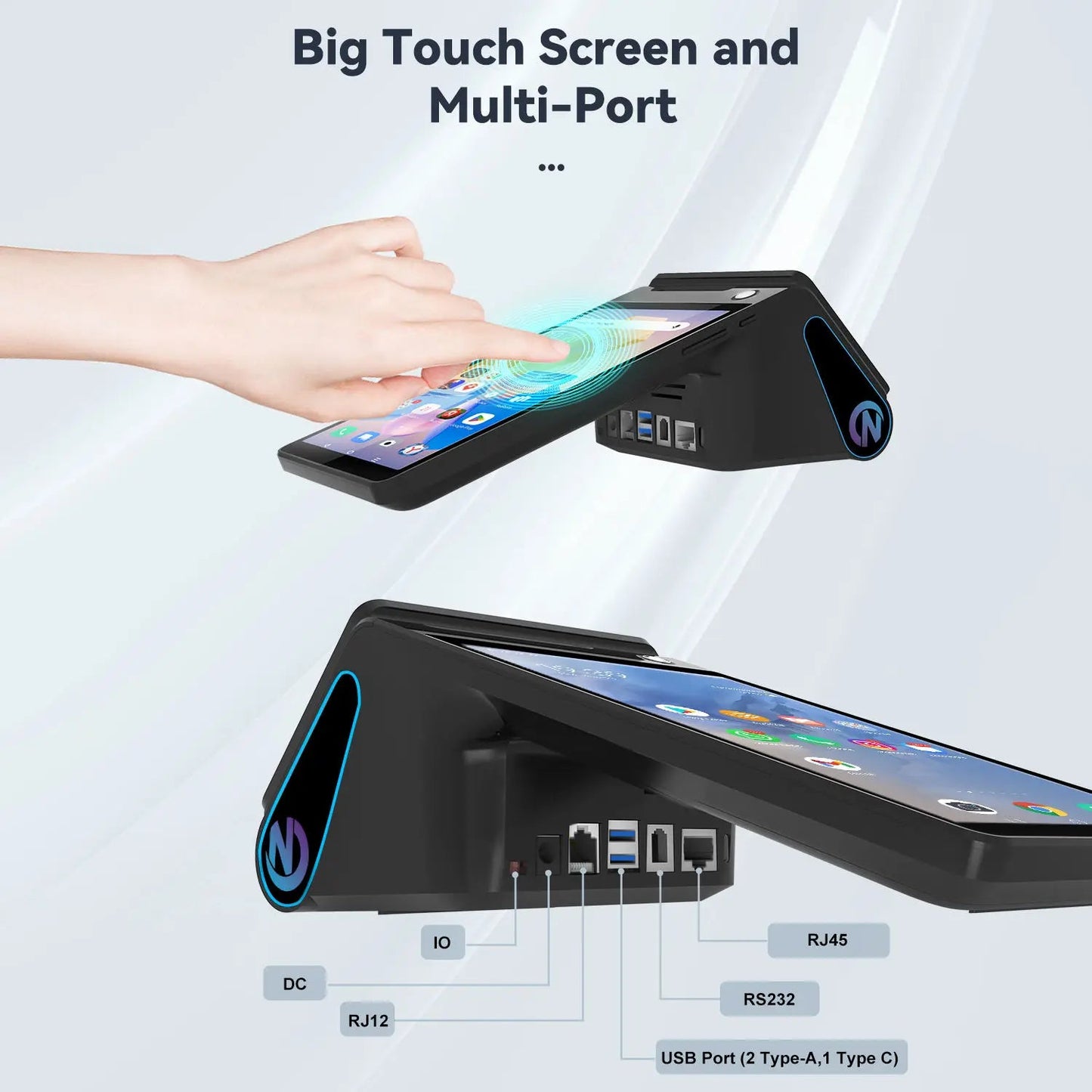 Z108 Android 14 Dual-Screen Desktop Tablet Cash Register with 8" Touch Display NFC Scanner 58/80mm Thermal Printer POS Terminal Ai-TechWorld   ai-techworld