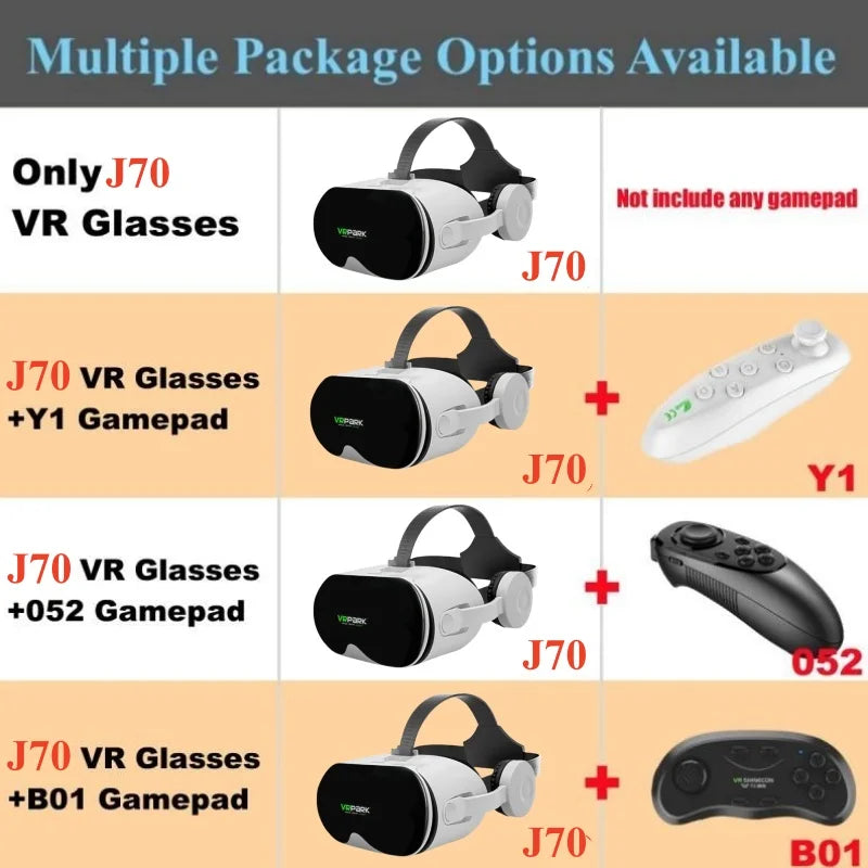 Original J70 4K Wireless Virtual Reality VR Glasses Stereo 3D Videos Google Cardboard Box Headset Helmet for Smartphone Max 6.7" Ai-TechWorld 