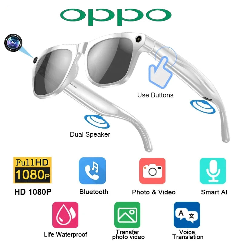 OPPO AI Smart Glasses Ultra Clear Camera Shootingand Recording Touch Sport Sunglasses Bluetooth Call Video Music Player Ai-TechWorld 