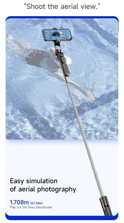 MEUYAG Selfie Stick Tripod with 1708mm Long Monopod Fill Light, Bluetooth Remote, 360° Rotation, 1/4 Interface, for mobile phone Ai-TechWorld 