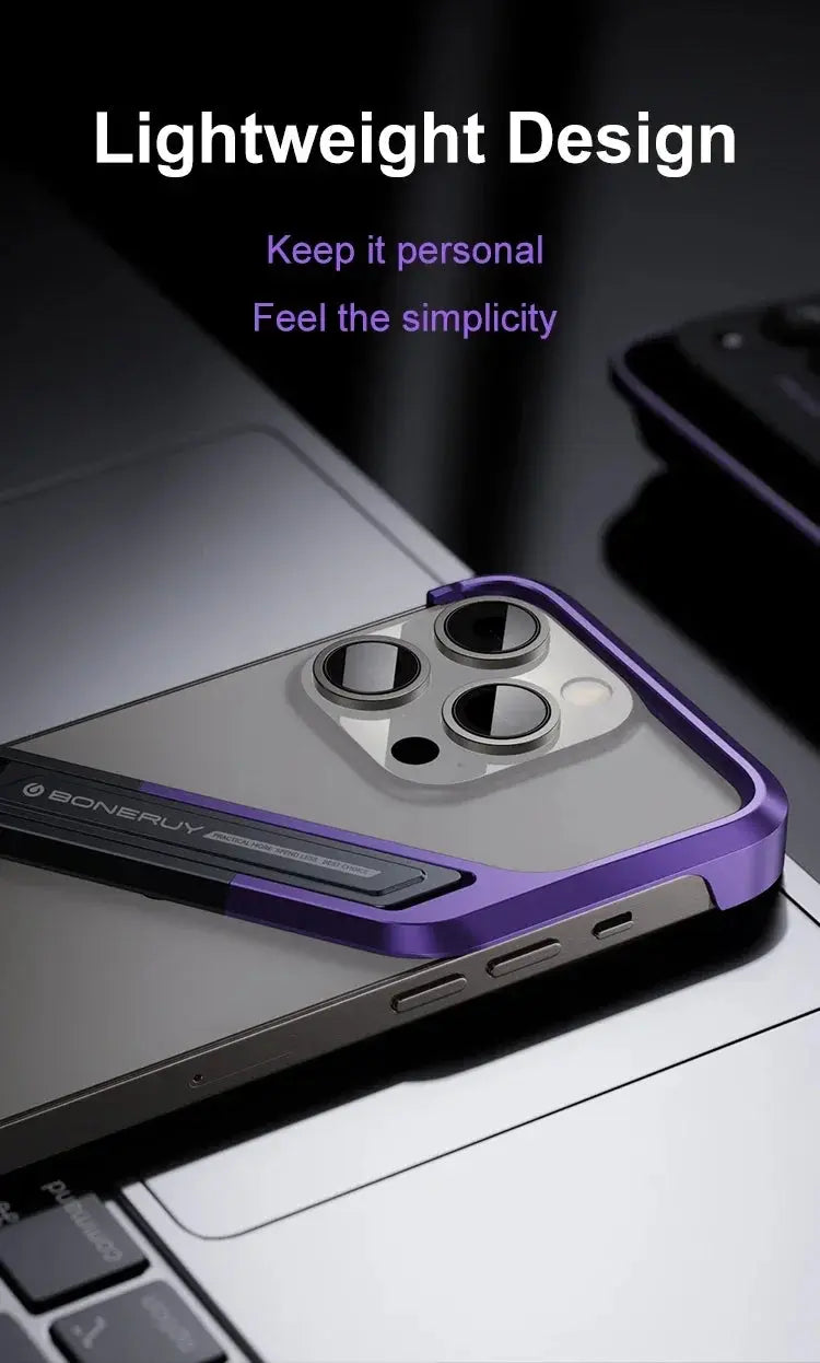 S-Shaped Metal Geometric Rimless Phone Case For iPhone 14 15 16 Pro Max 16ProMax Aluminum Alloy Hidden Stand Bracket Cover Funda Ai-TechWorld 