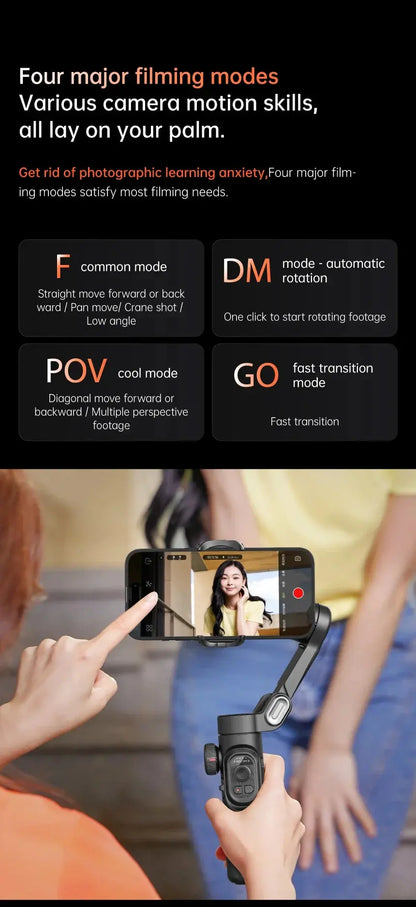 AOCHUAN Smart XE 3-Axis Handheld Gimbal Stabilizer for Smartphone iPhone Android Face Tracking Tiktok Vlog Live Streaming Ai-TechWorld 