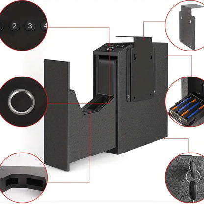 Biometric Slider Handgun Gun Safe for Nightstand, Desk, Bed Side,Truck - Auto Sliding Door Fingerprint Hand Gun Safe for Pistol Ai-TechWorld 