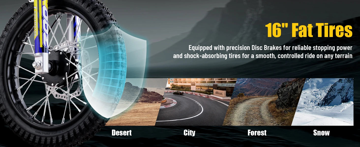 KOOZ HP112E PRO 36V 1000W Electric Motorcycle for Kids, Electric Dirt Bike Up to 20.6 MPH & 19 Miles Long-Range,UL 2849. Ai-TechWorld 