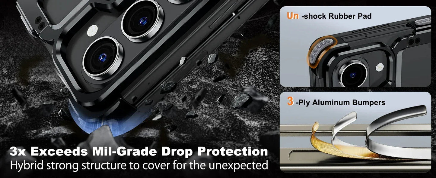 Eary for Samsung Galaxy Z Fold 6 5 Case with Magnetic Stand Magsafe Protective Cover Metals Frameless Bumper Wireless Charging Ai-TechWorld 