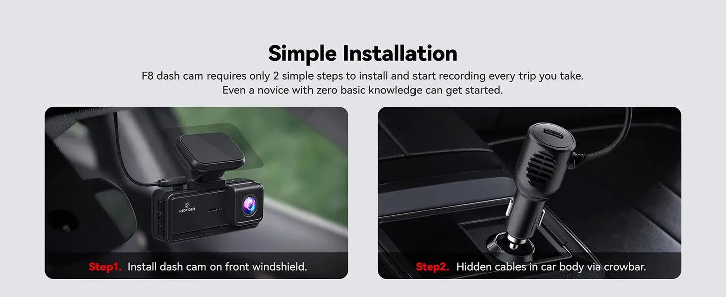 REDTIGER Dash Cam HD 4K Built-in GPS 70FOV Car DVR 5G WIFI APP Control Fatigue Driving Reminder Car Camera with Night Vision Ai-TechWorld 