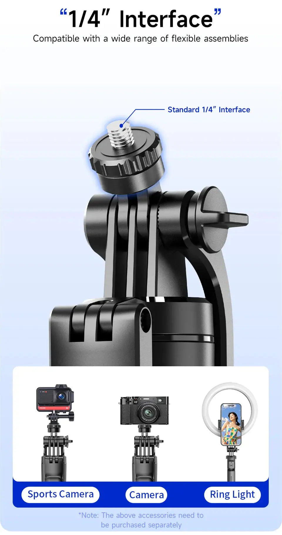 MEUYAG Selfie Stick Tripod with 1708mm Long Monopod Fill Light, Bluetooth Remote, 360° Rotation, 1/4 Interface, for mobile phone Ai-TechWorld 