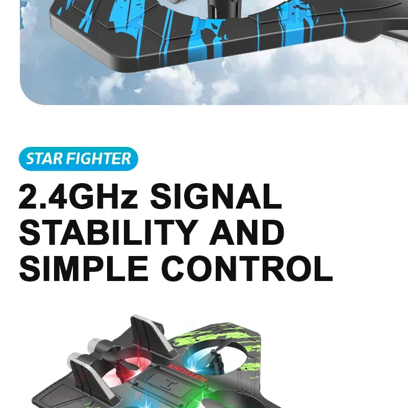 2.4G remote control fighter electric foam glider stunt tumbling UAV hovering helicopter with LED colorful lights aircraft model Ai-TechWorld 