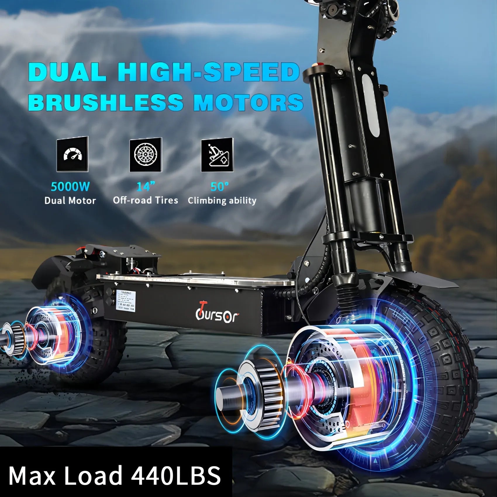 10000W Off-road Electric Scooter Dual Motors 14 Inch Off-Road Tyres 72V-40AH Panasonic Battery Speed 120KM/H elektro scooter Ai-TechWorld 