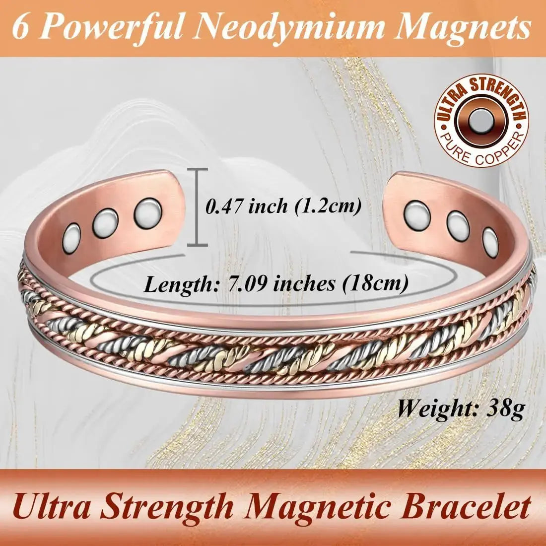 ARADOO Copper Bracelets for Women 99% Pure Copper Handwoven Bracelet Cuff Bangle Ai-TechWorld 