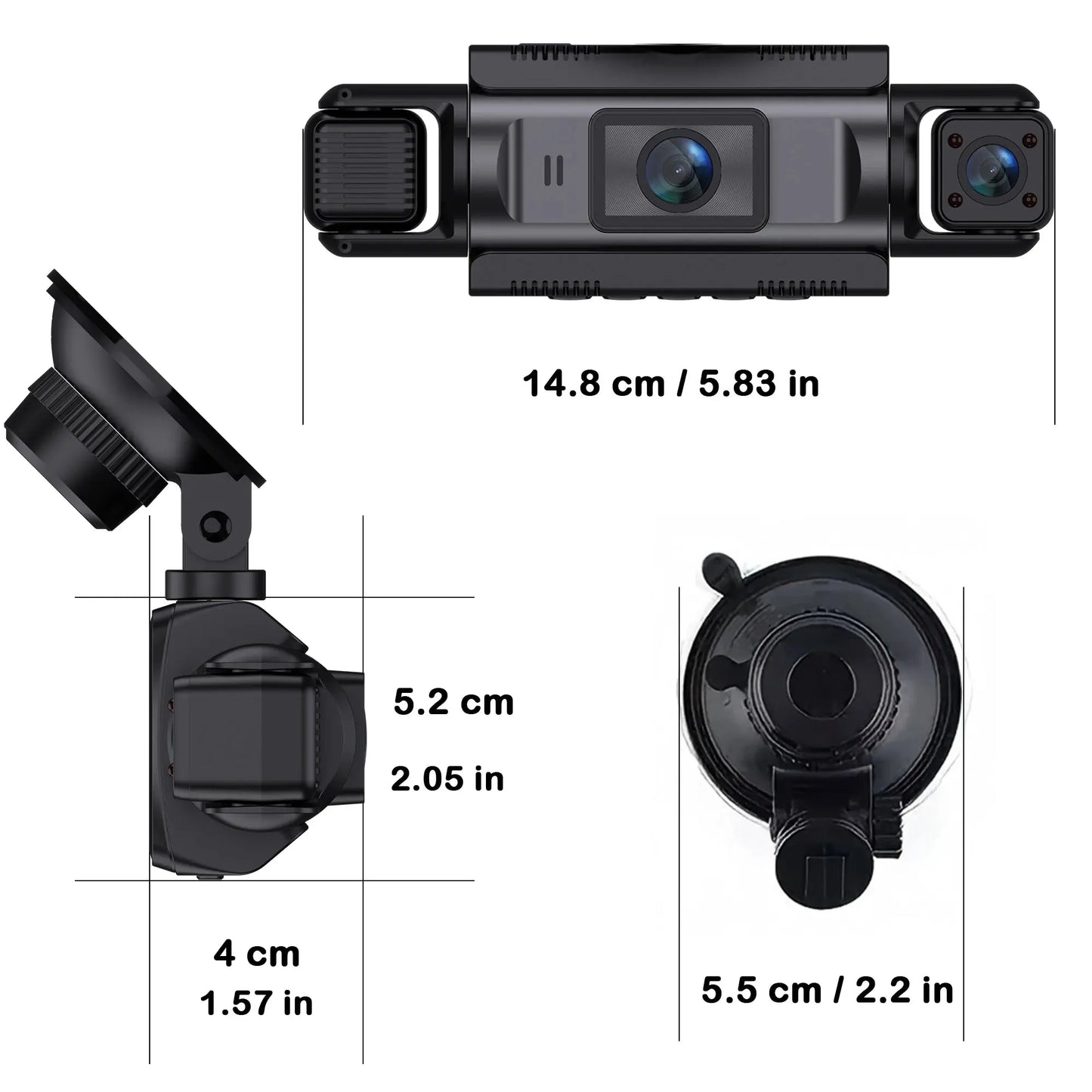 Car Dash Cam 4 Channel Black Box WiFi Driving Camera FHD 1080P Front Left Right Rear Night Vision Loop Recording add Hardwirekit Ai-TechWorld 