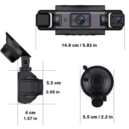 Car Dash Cam 4 Channel Black Box WiFi Driving Camera FHD 1080P Front Left Right Rear Night Vision Loop Recording add Hardwirekit Ai-TechWorld 