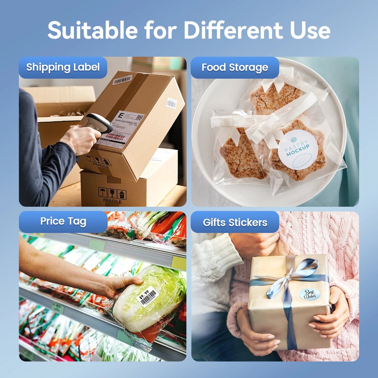 Thermal Label Printer Portable No Ink Required 300DPI 4x6 for Small Business WiFi Bluetooth USB High Speed Express Airway Bill Ai-TechWorld 