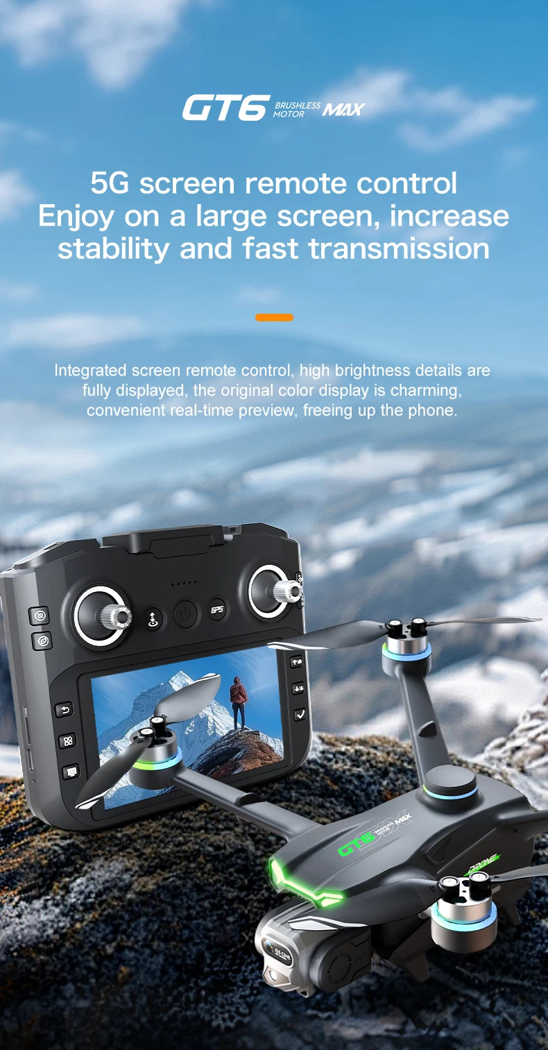 GT6 Professional Drone Long Range Flight Battery Quadcopter 4K HD Wifi Dron Aerial Photography Obstacle Avoidance Aircraft Ai-TechWorld 