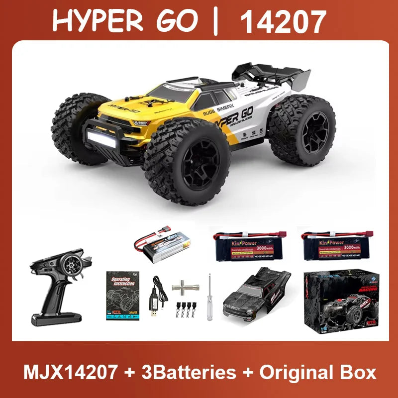 HYPER GO MJX 14207 14208 1/14 RC Car 41-53km/h Brushless 2.4G Remote Control 4WD Off-road High Speed RC Car Truck Hobby Toy Ai-TechWorld 
