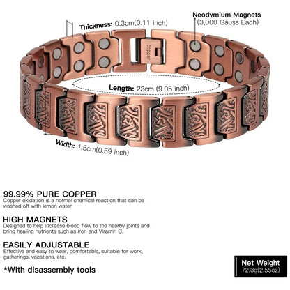 ARADOO Copper Bracelet for Men 100% Pure Copper Magnetic Link Bracelets Jewelry Gift with Adjustable Sizing Tool Ai-TechWorld 