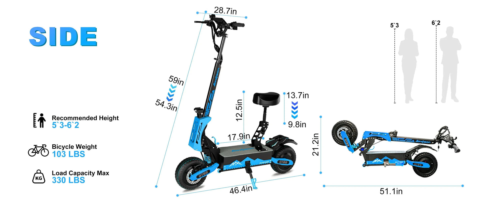 Arwibon 5600W Adult Electric Scooter Dual Motor Top Speed 46MPH,60V27AH, 11-inch Off-Road Tires Sport Folding eScooter with Seat Ai-TechWorld 