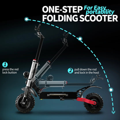48-72V Electric Scooter for Adults 90KM/H 10-11''Tubeless Off Road Tire Hydraulic / SpringSuspension Foldable Escooter with Seat Ai-TechWorld 