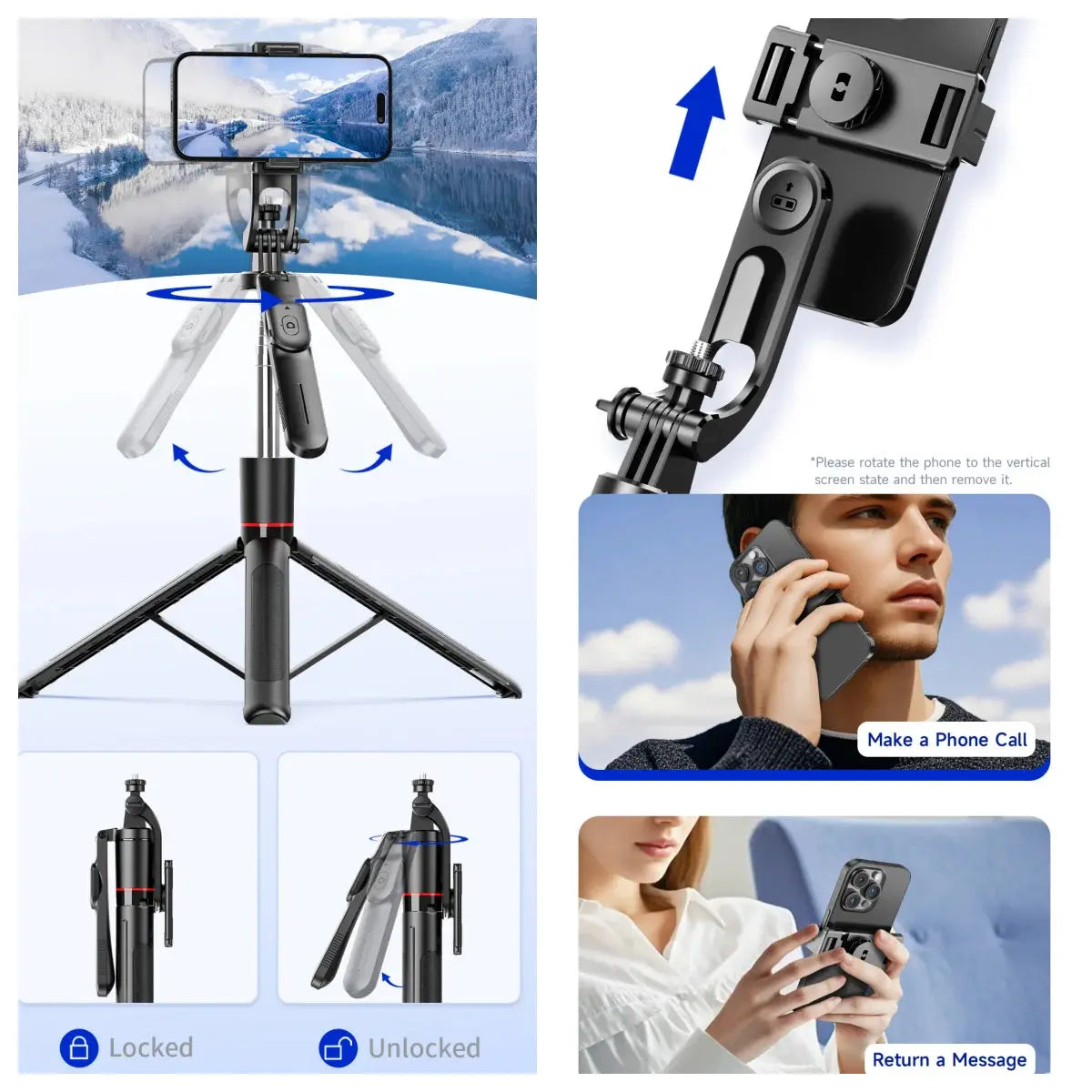 MEUYAG Selfie Stick Tripod with 1708mm Long Monopod Fill Light, Bluetooth Remote, 360° Rotation, 1/4 Interface, for mobile phone Ai-TechWorld 