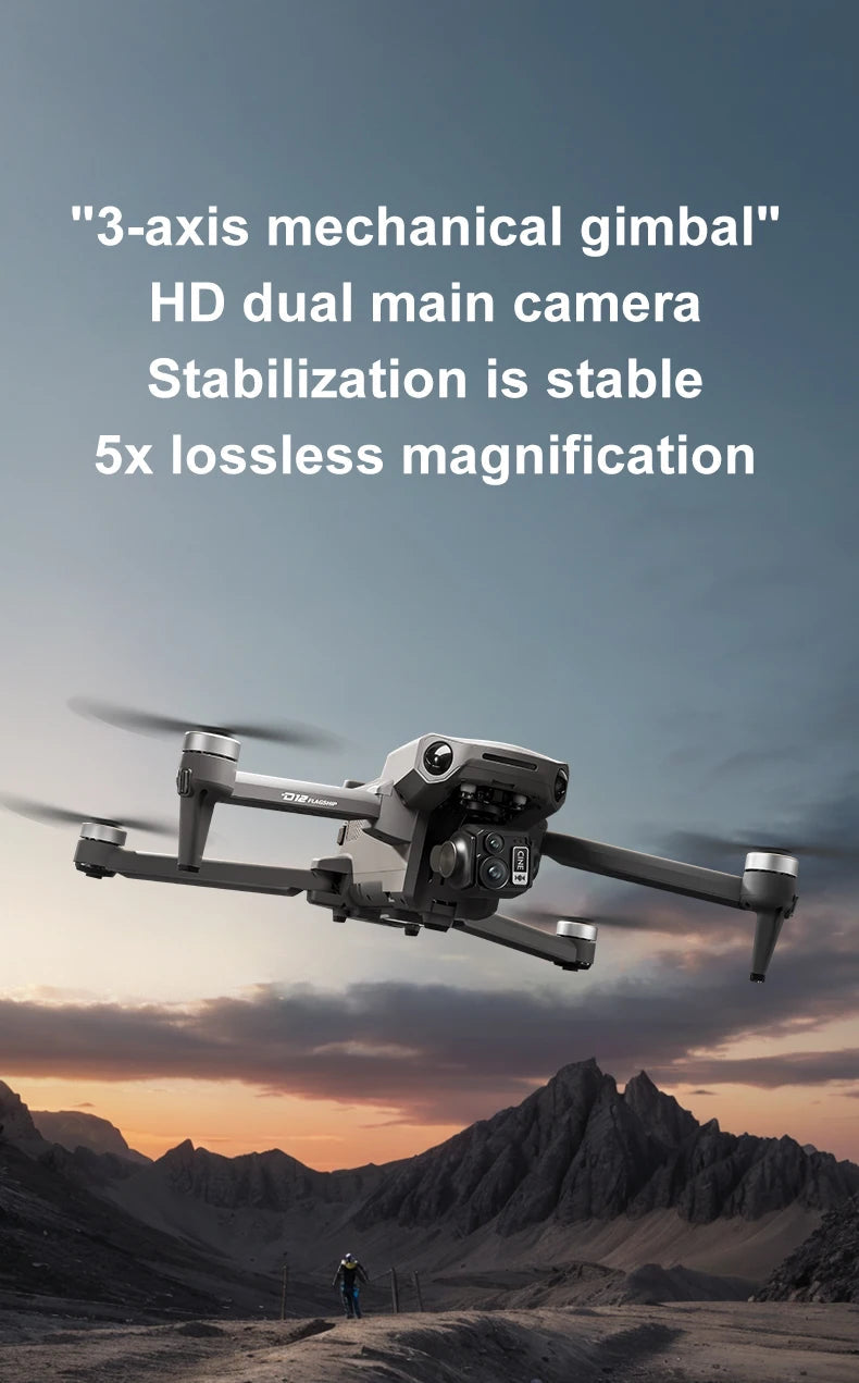 New D12 GPS Drone 3-Axis Gimbal With Touch Screen Profesional 8K HD Camera FPV Obstacle Avoidance Brushless Dron Toy for adult ﻿ Ai-TechWorld 