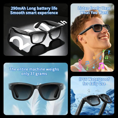 AI Smart Glasses 5 Million Pixels Recording Videos Photo Recognition Answer Translation 290mAh IP66 Waterproof Bluetooth Glasses Ai-TechWorld 