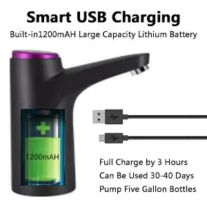 Portable 5-Gallon Water Dispenser with USB Charging Automatic Electric Pump for Home Office Outdoor Use Ai-TechWorld 