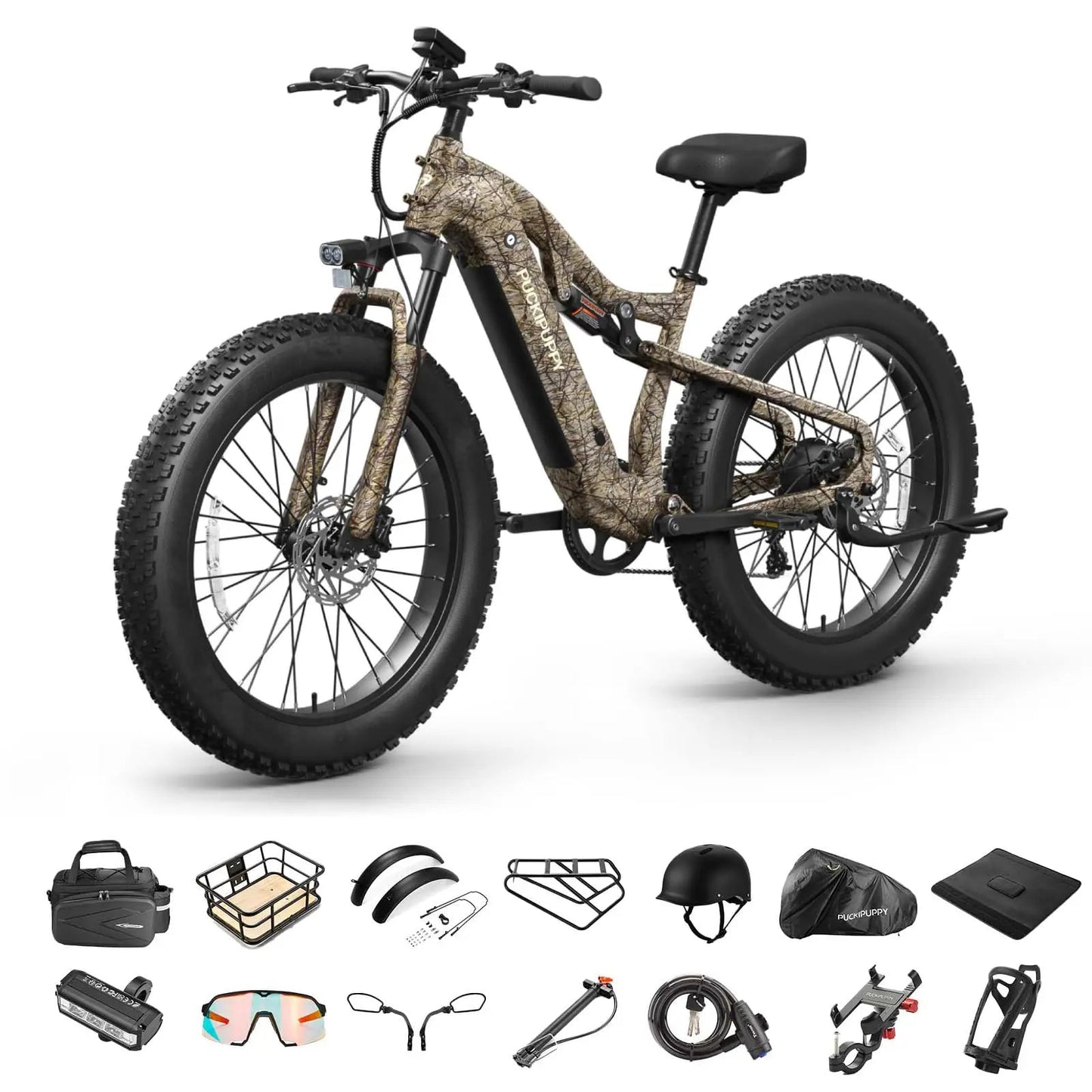 PUCKIPUPPY Labrador pro Electric Bike 1350W Peak 48V 20AH Battery Ebike 26" Fat Tire Electric Mountain Bike 2-Year Warranty Ai-TechWorld 