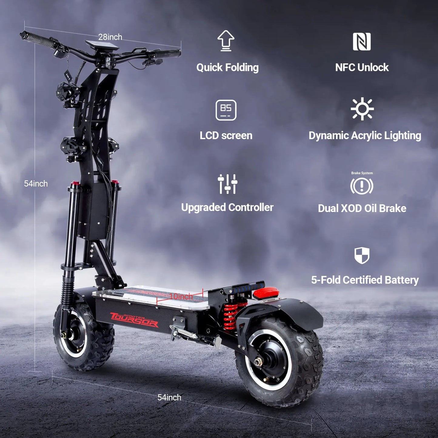 10000W Off-road Electric Scooter Dual Motors 14 Inch Off-Road Tyres 72V-40AH Panasonic Battery Speed 120KM/H elektro scooter Ai-TechWorld 