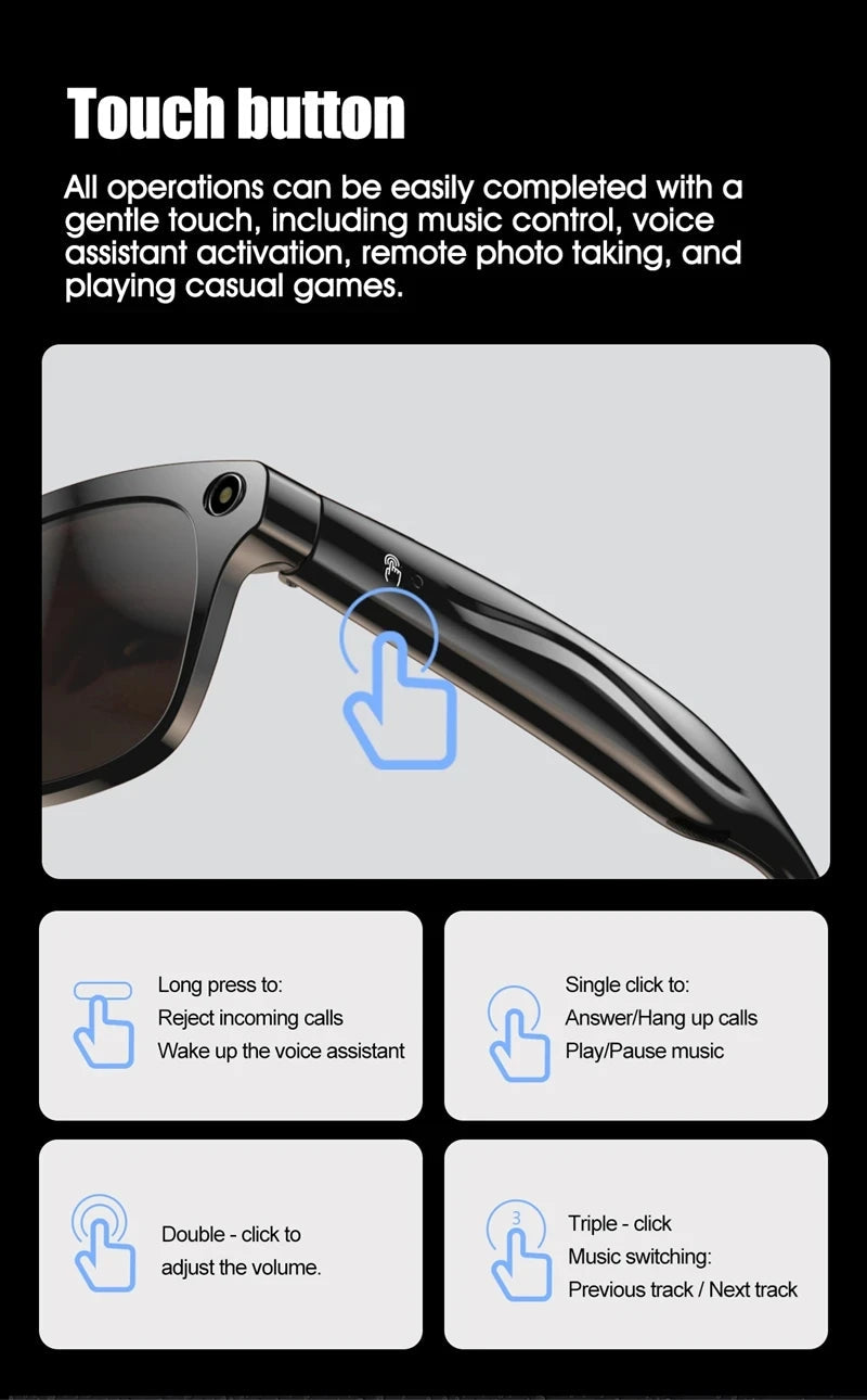 OPPO AI Smart Glasses Ultra Clear Camera Shootingand Recording Touch Sport Sunglasses Bluetooth Call Video Music Player Ai-TechWorld 
